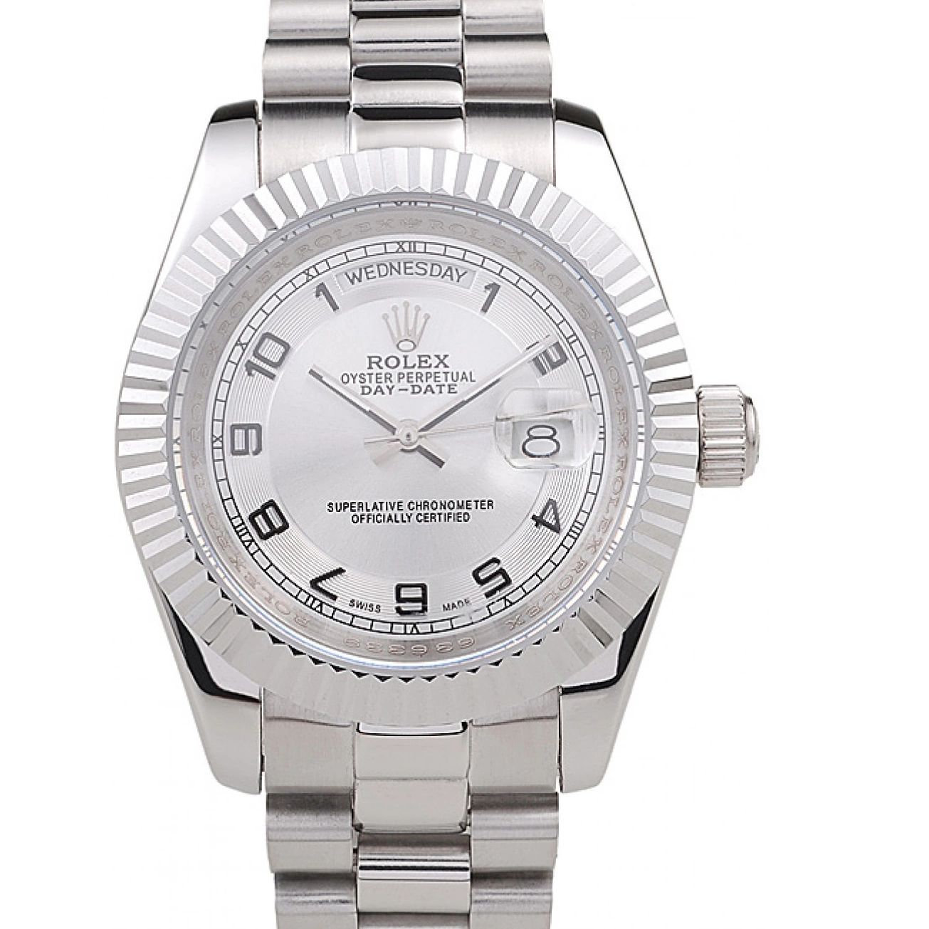 Rolex Day-Date Stainless Dial Polished Steel White 0613